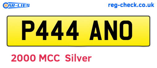 P444ANO are the vehicle registration plates.