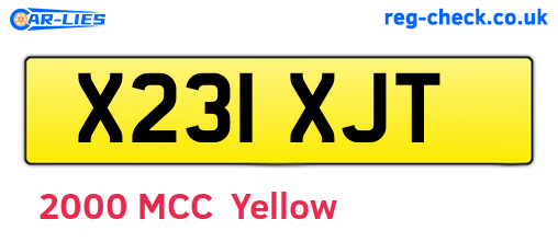 X231XJT are the vehicle registration plates.