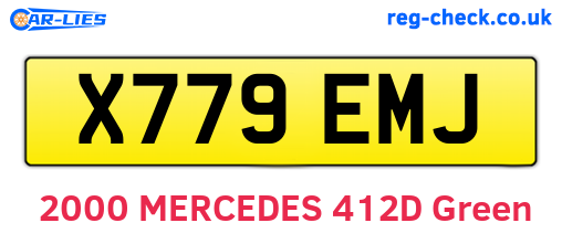 X779EMJ are the vehicle registration plates.