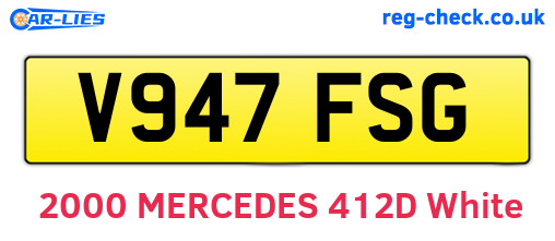 V947FSG are the vehicle registration plates.
