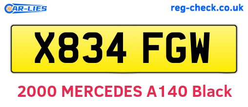 X834FGW are the vehicle registration plates.