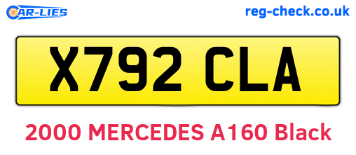 X792CLA are the vehicle registration plates.