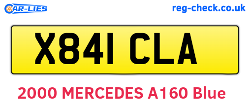 X841CLA are the vehicle registration plates.