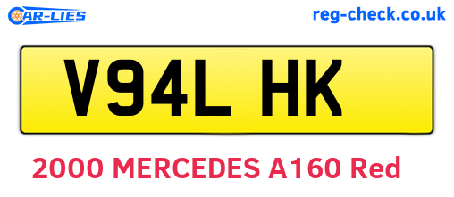 V94LHK are the vehicle registration plates.