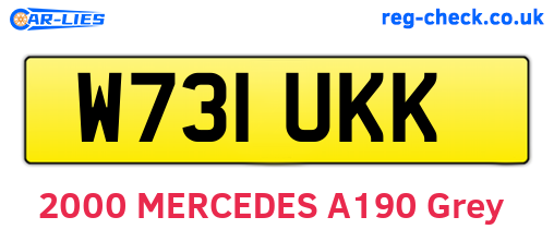 W731UKK are the vehicle registration plates.