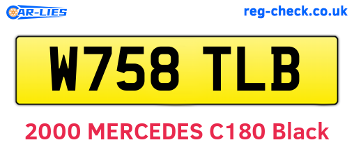 W758TLB are the vehicle registration plates.