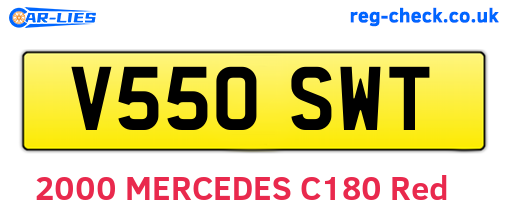 V550SWT are the vehicle registration plates.