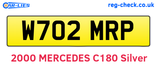 W702MRP are the vehicle registration plates.