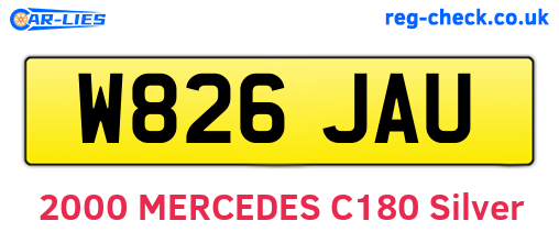 W826JAU are the vehicle registration plates.