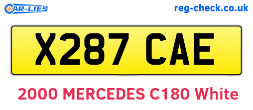 X287CAE are the vehicle registration plates.