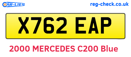 X762EAP are the vehicle registration plates.