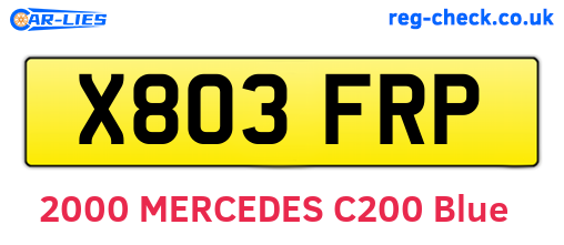 X803FRP are the vehicle registration plates.