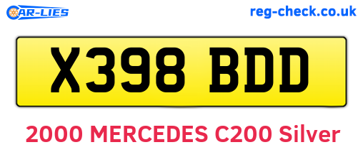 X398BDD are the vehicle registration plates.
