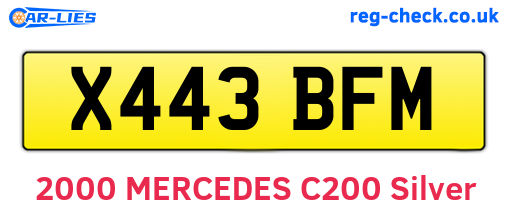 X443BFM are the vehicle registration plates.