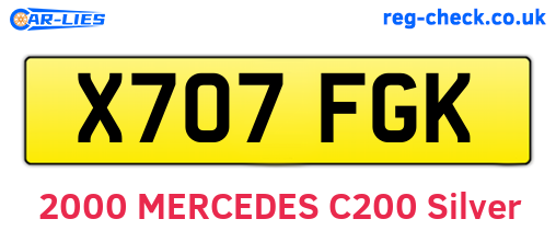 X707FGK are the vehicle registration plates.
