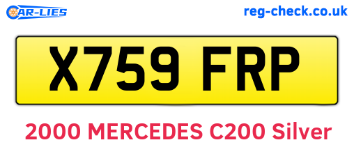 X759FRP are the vehicle registration plates.