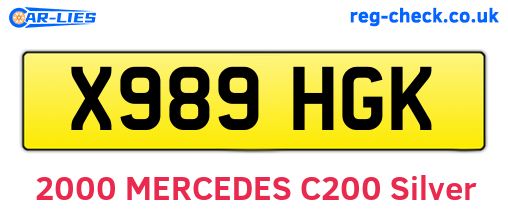 X989HGK are the vehicle registration plates.