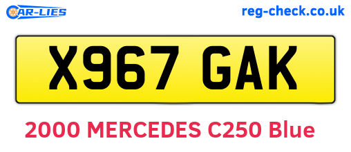 X967GAK are the vehicle registration plates.