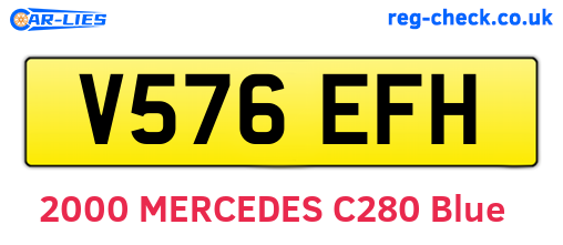 V576EFH are the vehicle registration plates.