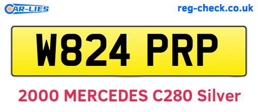 W824PRP are the vehicle registration plates.