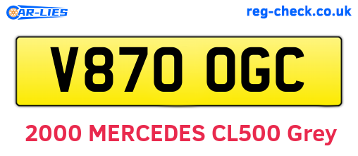 V870OGC are the vehicle registration plates.