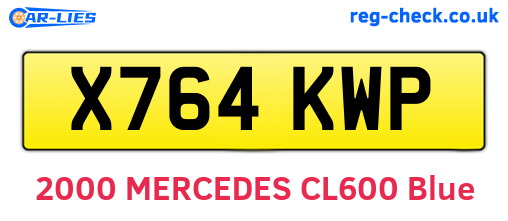 X764KWP are the vehicle registration plates.