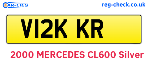 V12KKR are the vehicle registration plates.