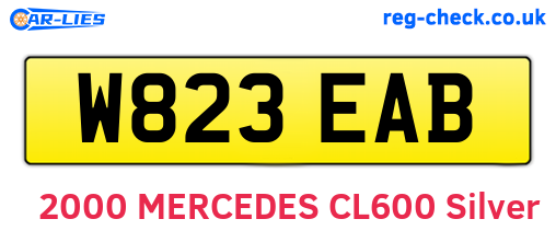 W823EAB are the vehicle registration plates.