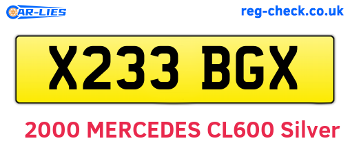 X233BGX are the vehicle registration plates.