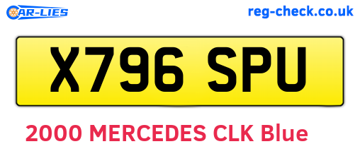 X796SPU are the vehicle registration plates.
