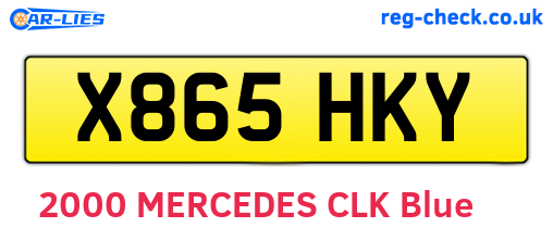 X865HKY are the vehicle registration plates.