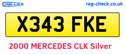 X343FKE are the vehicle registration plates.