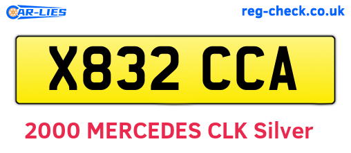 X832CCA are the vehicle registration plates.