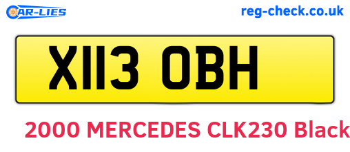 X113OBH are the vehicle registration plates.