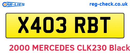 X403RBT are the vehicle registration plates.