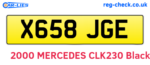X658JGE are the vehicle registration plates.