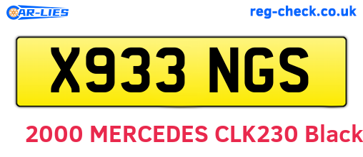 X933NGS are the vehicle registration plates.