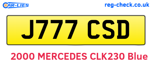 J777CSD are the vehicle registration plates.