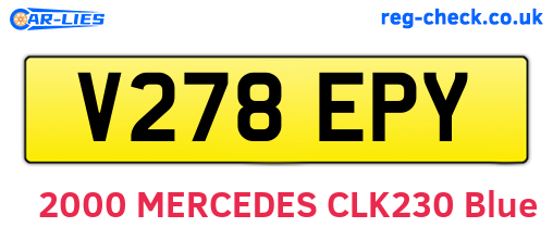V278EPY are the vehicle registration plates.