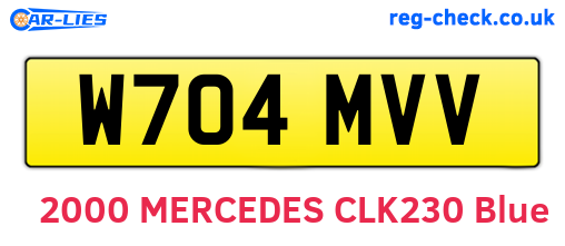 W704MVV are the vehicle registration plates.