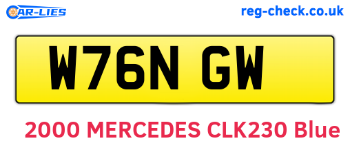 W76NGW are the vehicle registration plates.