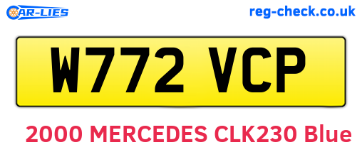 W772VCP are the vehicle registration plates.