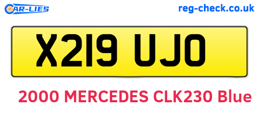 X219UJO are the vehicle registration plates.