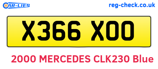 X366XOO are the vehicle registration plates.