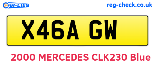 X46AGW are the vehicle registration plates.