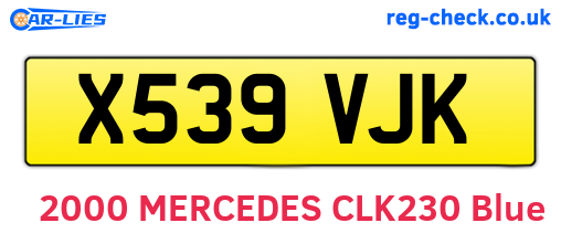 X539VJK are the vehicle registration plates.