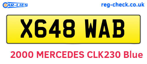 X648WAB are the vehicle registration plates.