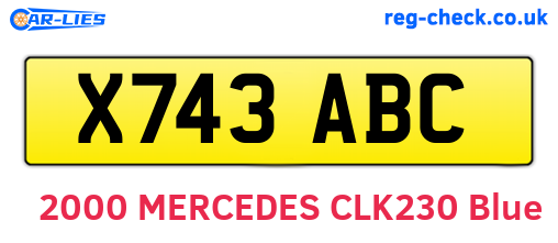 X743ABC are the vehicle registration plates.