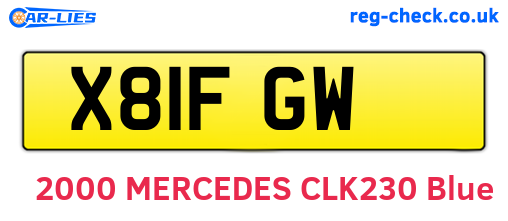 X81FGW are the vehicle registration plates.