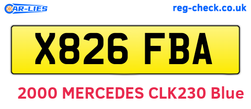 X826FBA are the vehicle registration plates.
